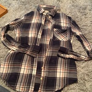 Pink blue and white flannel XS